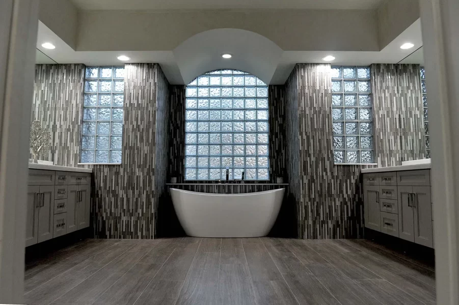 Free Standing Oval Tub with Tile surround