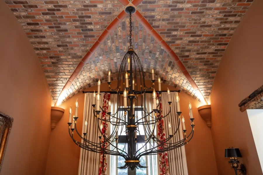 Dining Room Groin Vaulted Ceiling with brick and clay