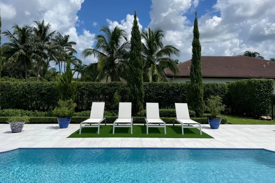 Pool Deck Lounge Area with faux turf